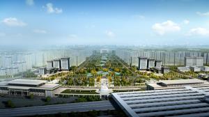 洛阳龙门站综合交通枢纽局部鸟瞰图